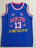 Mens #13 Wilt Chamberlain Harlem Globetrotters 농구 유니폼 빈티지 블루 스티치 셔츠 S-XXL2898