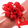 DHL Wholsesle Wrist Corsage Bridesmaid Sisters Hand Flowers Artificial Silk Lace Bride Flowers for Wedding Party Decorati9479330