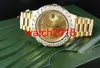 Luxury Watch Amazing Mens Daydate 2 II 18K 41mm Gul guld Bigger Diamond Watch Automatiska Mens Watch Mäns Klockor Toppkvalitet