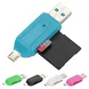 Partihandel 2 i 1 Cellphone OTG Card Reader Adapter med Micro USB TF / SD Card Port Phone Extension Headers