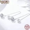 Bamoer 925 Sterling Silver Long Tassel Double Sides Ball Luminous Star Drop Earrings For Women Korean Earrings Jewelry SCE241 C1815813908