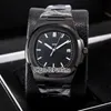 Nowy Classic 5711 PVD Steel Black D-Blue Tekstury Dial A2813 Automatyczny Zegarek Mens Czarne zegarki ze stali nierdzewnej 5 kolorów PUNTIME PB302B1