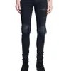 Najlepsza Jakość Męska Sztuka Patch Slim Fit Ripped Jeans Mężczyźni Hi-Street Męskie Trudno Dżinsowe Joggers Otwory Kolana Umyte Zniszczone Dżinsy Dżinsy męskie