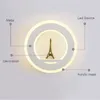 19W LED-wandlamp AC85-265V Muur MOUTED PARIJS Tower Wandlamp Acryl Ronde Indoor Decoratieve Lamp voor Slaapkamer Studie Foyer