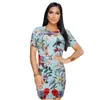 Mulheres nova chegada vestidos de verão sexy club multicolor vintage cadeia de ouro impressão dress manga curta bodycon dress feminino túnica mini vestidos