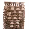 Maschinell hergestellte Remy Kinky Curly Clip-In-Echthaarverlängerungen 100 g. 100 Echthaar-Clips in der Farbe Braunblond, 9-teiliges Set 100 g2240203