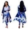 Elestyle 2018 Casual 2 Piece Women Set Print Full Sleeve X-Long Outwear Långbyxor Bodycon Set DW402