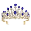 Couronne de diadèmes de cheveux pour femmes, classique, Vintage, plaqué or, rubis, bleu Royal, strass, princesse, fête de mariage, 68786883923955