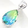 Luckyshine Vogue Feminina Drop Watermelon Tourmaline Pendantn Gems 925 Sterling Prata Colar Presente Jóias