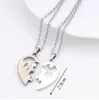 Grave Heart Crystal Pendant Necklace Letter Matching CZ Par Lovers Halsband Kvinnor Män Kedja Elegant kärleksmycken 2 st/set