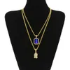 Mens Iced Out Ruby Collier Ensemble Marque Micro Ruby, Ange, Jésus, Aile Pendentif Hip Hop Collier Mâle Bijoux Cadeau En Gros