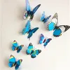 12 pièces/ensemble Artificielle 3D Papillon Stickers Muraux Réfrigérateur Aimant Autocollant Réfrigérateur Aimants Décoration de La Maison