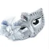 Sexig Diamond Venetian Mask Venedig Feather Flower Bröllop Karneval Party Performance Lila Kostym Sex Lady Mask Masquerade