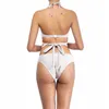 Sexy Cintura Alta Mulheres Bikini Set 2018 Cruz Sólida Bandagem Halter Swimsuit New Swimwear Maillot de Bain Brasil Brasileiro