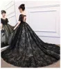 Black Princess Ball Gown Flower Girls Dresses For Weddings Short Sleeve Lace Appliqued Girl Pageant Gowns Beads Children Communion Dress