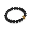 2018 Novo 8mm Natural Lava Pedra Pulseira Pulseira Homens Hematite Gallstone Cruz Braceletes Pulseras Hombre Yoga Jóias