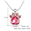 Bonito Cristal Paw Pingente de Colar Prong Multicolor Birthstone Clavícula Cadeia Colar Fino Presente de Aniversário Jóias