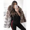 女性用フェイクファーコートデザイナー冬のフード付き濃厚なジャケットふっくらしたフーディーアウトウェアエレガントなオーバーウェア5xlプラスサイズ