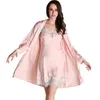 Nya Kvinnor Bridesmaid Robe Gown Sats Sexig Lace Robe Kvinnors Sleepwear Sova Passar Kvinnor Lyx Pijamas Fashion Nightwear