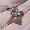 Anelli regalo per gli amanti per le donne Gioielli di lusso 925 Sterling Gold Rose Filled Pear Cut CZ Diamond Gemstones Cute Wedding Heart Band Ring Gift