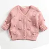 Moda Outono 2020 do bebê Knit Cardigan Online Shopping profunda V Neck Cardigan 3 cores algodão manga comprida Meninas Cardigan Sweaters 18092803