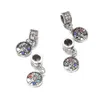 100 Stück / Los 10 mm Silberlegierungsperlen Baumform Perle Kristallanhänger für DIY großes Loch Metall-Charm-Perlen passend für Armbandherstellung Part249t