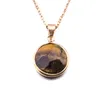 Мода круглый натуральный камень Turuoise Druzy ожерелье золотой опал розовый кристалл drusy ожерелье для женщин