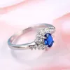 Bulk 3 st parti Kvinnor Semesterpresent Smycken Unika Blå Kristall Cubic Zirconia Gems 925 Sterling Silver Pläterad Bröllopsfest Ring Ne256j