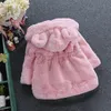 2017 inverno quente bebê meninas cintura outerwear crianças pele sintética orelhas de coelho casaco crianças jaqueta natal snowsuit outerwear criança