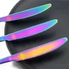 8 Teile/satz Neue Ankunft Regenbogen Besteck Set Bunte Überzogene Matte Edelstahl Messer Set Abendessen Messer Titan Geschirr