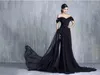 Tony Chaaya Latest Lace Evening Dresses Off Shoulder Black Pleated Party Gowns Mermaid Beaded Chiffon Formal Wear Custom Made Prom Dress