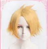 Perruques Kaminari Denki de haute qualité, perruque synthétique My Hero résistante à la chaleur, perruque de Costume de Cosplay + bonnet de perruque