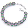 كامل - 925 Sterling Silver Handmade Multi Multi Round Frie Rainbow Mystic Topaz Lady Chain Bracelets240e