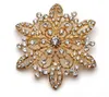 2.2 인치 빈티지 스타일 18K 골드 톤 클리어 라인 석 크리스탈 Diamante Floral Corsage Pin Brooch