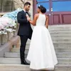 Elegante Branco Alta Baixa Vestidos de Baile Espaguete Com Zíper de Volta Cetim Vestidos de Noite Arábia Saudita Mulheres Vestidos Formais Vestidos Custom Made