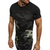 Meisai Impresso Homens T shirt Mangas Curtas Verão Fino Esporte Desgaste Camuflagem Tee Curto Design de Moda Top