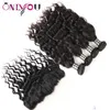 Onlyou Unprocessed Brazilian Virgin Human Hair Bundles with Closure Water Wave Weave Bundles with Frontal Ear to Ear Remy Human Ha4362414