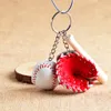 Handmade Keychain Baseball Keychain Sport Key Ring Wooden Bat Glove Toy Ball Pendant Bag Car Keychain Gift