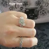 Autentici anelli di fiori in argento sterling 925 con smalto bianco Scatola originale per gioielli in argento Pandora per donna Fede nuziale in cristallo naturale