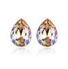 Petites boucles d'oreilles goutte d'eau de 0.8 cm, faites avec des cristaux de Swarovski, 5 couleurs pour femmes, marque cadeau, livraison gratuite