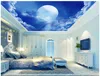 3d papier peint photo personnalisée plafond papier peint mural Beau rêve Star lune blanc nuage salon papier peint Zenith décoration murale