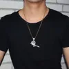 Hot koop mannen / vrouwen hiphop sieraden bling zirkoon ketting hanger met vogelpistool gratis touw ketting twee kleur voor geschenk