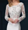 Vintage sommar brudklänningar Scoop Neck Sweep Train Lace Bröllopsklänning med applikationer av broderade Full Lace Mermaid Bröllopsklänningar