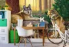 papel de parede 3D Custom Photo mural Wallpaper Cute cartoon forest stone on wolf group animal children room background 3d wall wallpaper