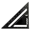 Regla triangular Herramienta de medición Aleación de aluminio negro Guía de diseño cuadrado Construcción Carpintero Carpintería 7 pulgadas / 185 mm GGA684 50PCS