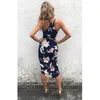 Slip Dress Donna Stampa floreale Sexy Bodycon Strap con scollo a V senza maniche Split Sun Dress 2017 Summer Beach Boho Party Dress Vestidos D1891304