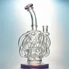 Glas Unika Bongs Vortex Recycler Water Pipes Super Cyclone Wax Dab Oil Rigs 12 Recycler Tube Slät vattenbong med skål XL137