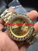 Boutique 43mm Or Gros diamant Mécanique homme montre Rome clou cadran multicolore Automatique en acier inoxydable montres pour hommes 20209E