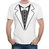 Camisetas masculinas smoking camiseta shirt tux engraçado baile de casamento vestido de fantasia com camiseta bowtie graohic1