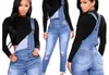 Europe and America Grinding fashion overalls stretch jeans ripped washed plus size S to 3XL women's pants